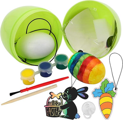 JOYIN 54 Pcs Easter Crafts Assortment Kit with Prefilled Easter Eggs Painting Kit Include Wooden Eggs, Suncatchers and Scratch Cards for Party Favor, Basket Stuffers Fillers