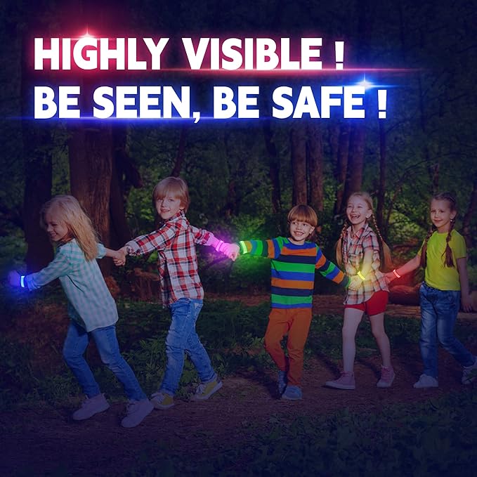 8 PCS LED Glow Bracelets, Light Up Wristbands - Halloween Glow in The Dark Party Bracelets Favors Supplies for Christmas, Concerts, Festivals, Game Prizes, Sports, Rave Accessories（Black-CS）