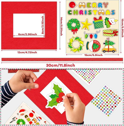 Qyeahkj 506pcs Christmas Foam Arts Craft Picture Frame Kit for Kids, 18 Sets Colorful Holiday Felt Picture Frame with Easel for DIY Xmas Winter Party Game Activities Favors Decors Supplies