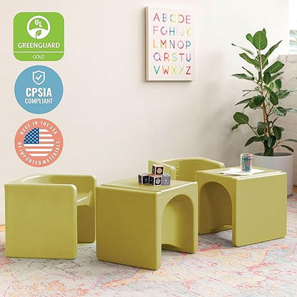 ECR4Kids Tri-Me 3-In-1 Cube Chair, Kids Furniture, Fern Green