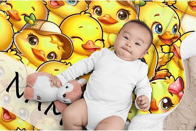Custom Name Ducks Adult duck Blanket Kids Funny Blanket Suitable for Bedroom Living Room bed sofa Crib Couch Chair outdoor All Season Items That Yellow Duck Lovers Will Love 80"x60"for Adult