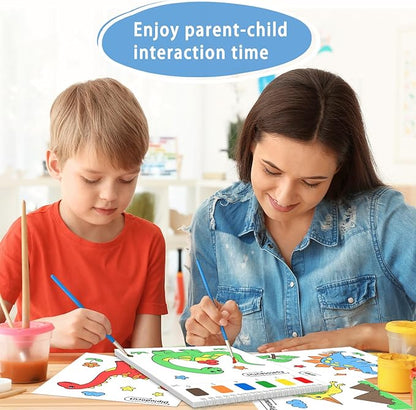 SOCOLER Paint with Water Coloring Books for Toddlers, Dinosaur Mess Free Watercolor Painting Papers for Kids Water Color Paint Kit with 2 Brushes Art Craft Birthday Gift for Ages 1-3, 4-8