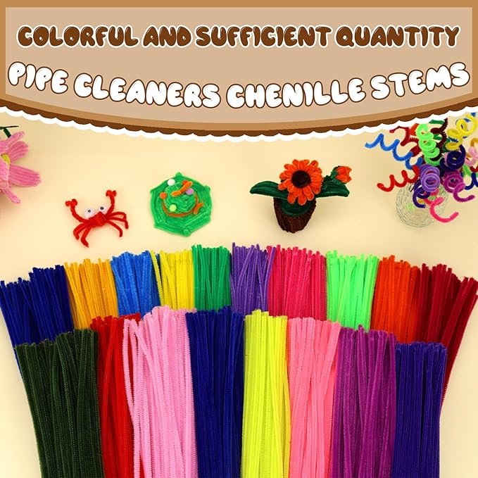 Pipe Cleaners, 100PCS Christmas Pipe Cleaners Craft Supplies, Cream Brown Pipe Cleaners Bulk Fuzzy Sticks for DIY Art and Craft Projects Home Decoration
