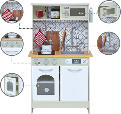 Teamson Kids - Little Chef Boston Modern Play Kitchen - Olive Green/White 22.25 x 12 x 37.5 inches