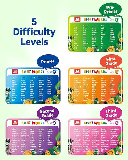 Coogam Sight Words Learning Game, Dolch Word Literacy Flash Cards Reading Phonic Toy with 400 Fry Sight Words List, Educational Montessori Toy Game for 3 4 5 Year Old Kids