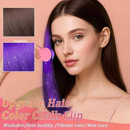 Hair Chalk for Girls 6 Color Temporary Hair Color Dye Shimmer Glitter Hair Color Makeup Washable Hair dye Christmas Birthday Gift for Girls Age 4 5 6 7 8 9 10-12 Year Old
