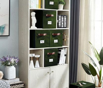 DECOMOMO Storage Cubes, 13x13x13 Storage Cube Bins with Labels, Fabric Organizer Bins (13" / 6pcs, Olive Green)