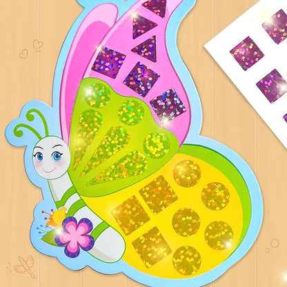 Imagimake Mirror Mosaic Butterfly & Peacock Kids Art Set | DIY Craft Kit | Foil Stickers for Kids | Mosaic Kit | Travel Toys | Birthday Gift for Girls and Boys Ages 3,4,5,6,7,8 |