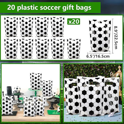 130PCS Soccer Party Favors - Incliding Soccer Keychains, Soccer Gift Bags, Slap Bracelets, Soccer Stickers, Sports Mini Foam Fingers for Boys Fans Sports Soccer Birthday Party Supplies
