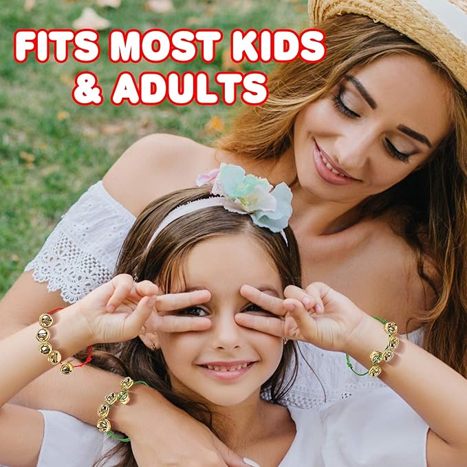 ArtCreativity 24 Pack Christmas Jingle Bell Bracelets, christmas party favors for adults, Easy to Adjust, Jingle Gold Bells, Christmas Stocking Stuffers for Kids and Adults, Red and Green