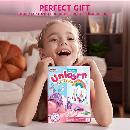 Klever Kits Unicorn DIY Craft Kit for 7 Projects, Make Your Own Unicorn Art, Castle, Dreamcatcher, Tiara, Wand, Birthday Gift, Craft Kits for Kids Ages 5+