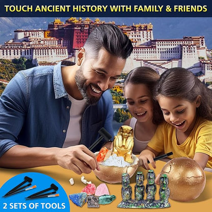 Ancient Wonders Dig Kit, Dig up 6 Mystery Historical Landmarks & 6 Treasure Stones, Famous World History Architecture Toy Archaeology Set, STEM History Gift for Kids Age 6-8-12