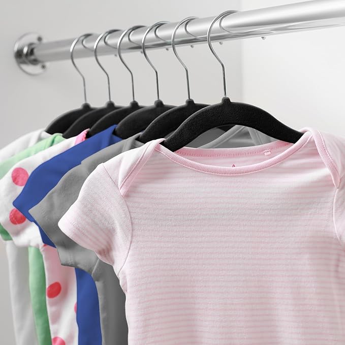Casafield 50 Velvet Baby Hangers - 11" Size for Infant & Toddler Clothes - Black