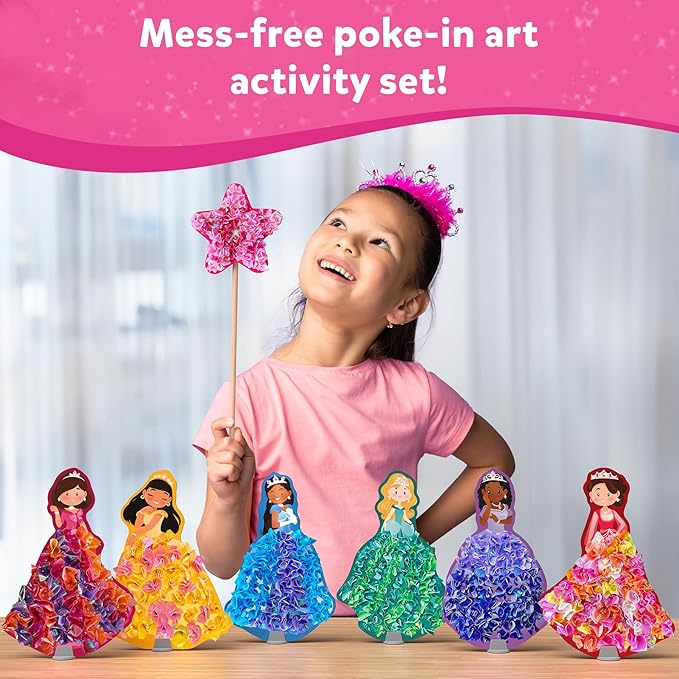 Skillmatics Art & Craft Activity - Poke-in Art Magical Princesses, Mess-Free Art for Kids, Craft Kits, DIY Activity, Valentine's Day Gifts for Girls & Boys Ages 4, 5, 6, 7, 8, 9