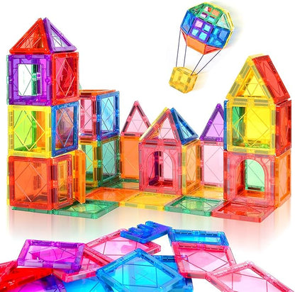 Magnetic Tiles,Magnetic Building Blocks Starter Set Toys for Boys Girls Age 2-4 4-6 5-7 8-10 8-13 STEM Educational Learning Toys for 2 3 4 5 Year Old Toddler Kid Birthday Ideas