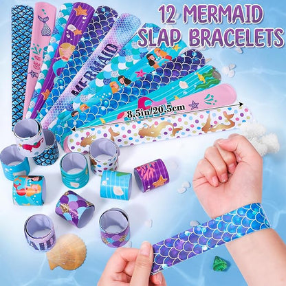 98 Mermaid Party Favors for Girls Birthday Supplies Straw Bubble Wand Slap Bracelet Keychain Sticker Toy Gift Prize Goodie Bags Stuffers Kids Decorations Mermaid Birthday Party Favors