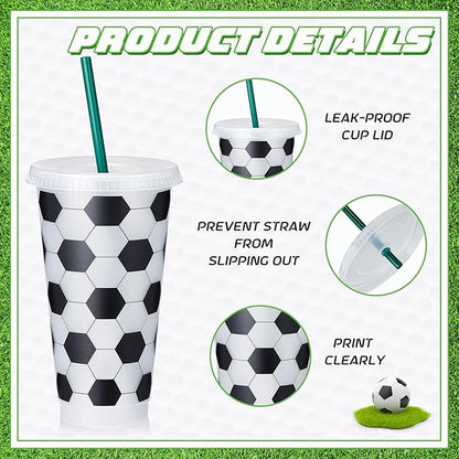 122 Pcs Soccer Party Favors Set Soccer Goodie Bags Stuffers Includes Cups with Straw Mini Stress Ball Keychains Slap Bracelets Whistles Stickers Pens for Birthday Party Supplies