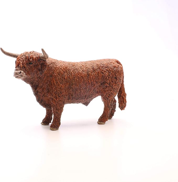 Schleich Farm World Realistic Highland Bull Cow Animal Figurine - Highly Detailed and Durable Farm Animal Toy, Fun and Educational Play for Boys and Girls, Gift for Kids Ages 3+