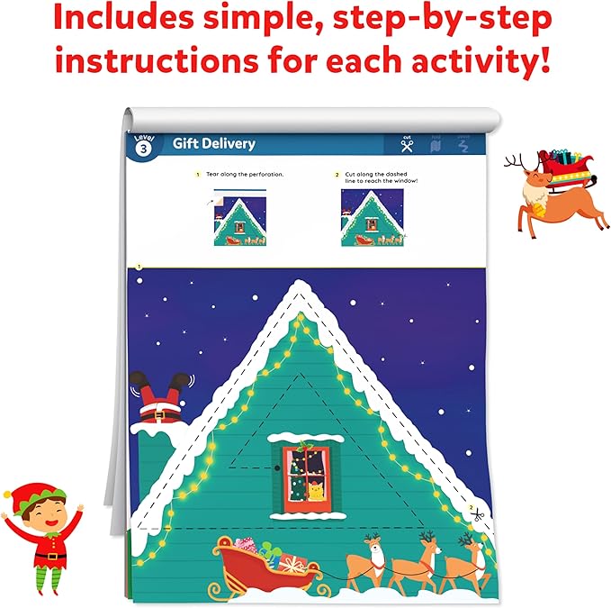 Skillmatics Art & Craft Christmas Kit - Snip, Snip Holiday Magic, Develop Scissor Skills, Child Safe, TikTok Viral Sensation, Fun & Creative, Gifts for Ages 3, 4, 5, 6, 7