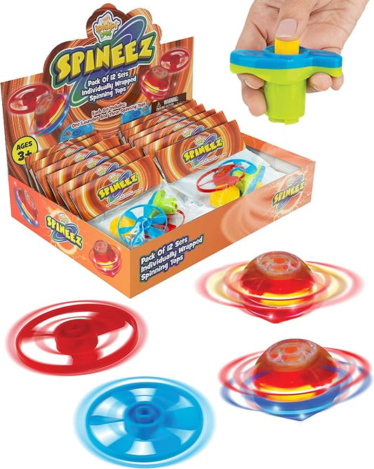 IPIDIPI TOYS Light Up Spinning Tops and Flying Saucer Disc - UFO Light Up Spinner - Stocking Stuffers, Kids Party Favors, School Prize Box Toys, Goodie Bag Fillers - Orange, Pack of 12