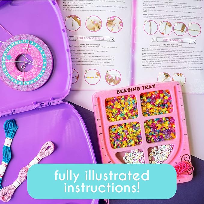 Just My Style My Very Own Jewelry Studio, Personalized Bracelet Making Kit With 1700+ Beads, Bead Kit Great for On-The-Go, Travel DIY Custom Accessories for Ages 6, 7, 8, 9