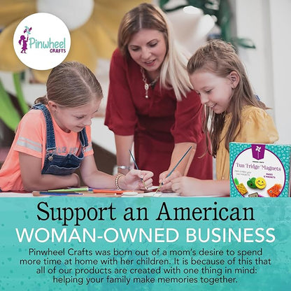 Pinwheel Crafts Magnetic Mini Tile Art Kit - DIY Kids Arts and Crafts Painting Kit - Decorate Cute Refrigerator or School Locker Magnets, Mini Art Items - Paint for Party Favors or Birthday Gifts