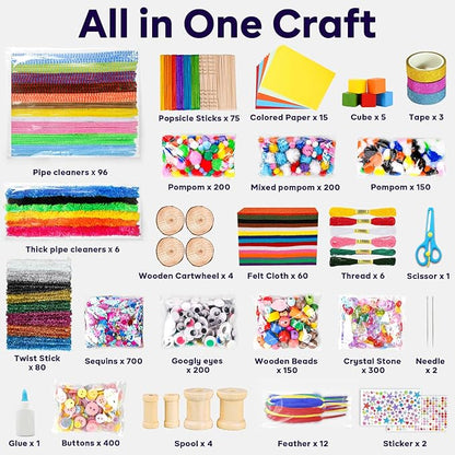 FUNZBO Arts and Crafts Supplies for Kids - 4000+pcs Arts and Crafts Materials for Kids Age 4 5 6 7 8-12 Gifts for Girls and Boys Crafts for Girls Ages 8-12 Arts Activities