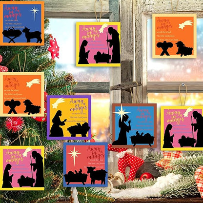 30 Pcs Nativity Crafts for Kids Away in a Manger Ornament Craft Kit Religious Crafts for Kids Christmas Tree Ornaments Jesus Birth DIY Nativity Christmas Activities Classroom Party Favors