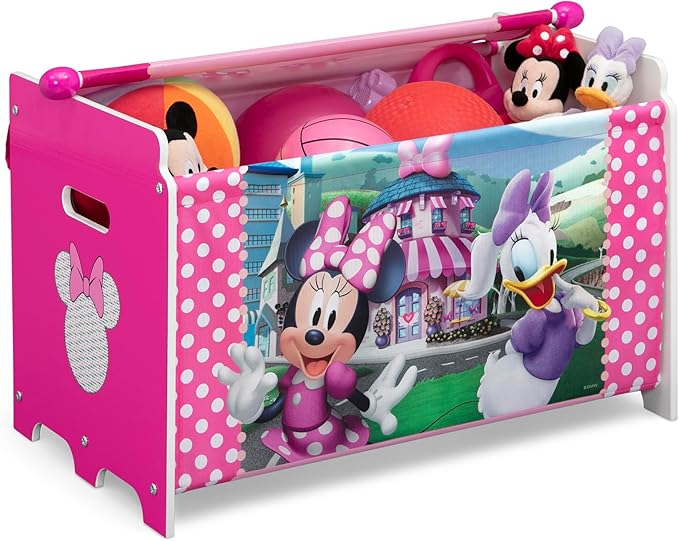 Delta Children Disney Minnie Mouse 4-Piece Toddler Room-in-a-Box Set – Includes Sleep and Play Toddler Bed, Table, 1 Chair and Toy Box, Pink