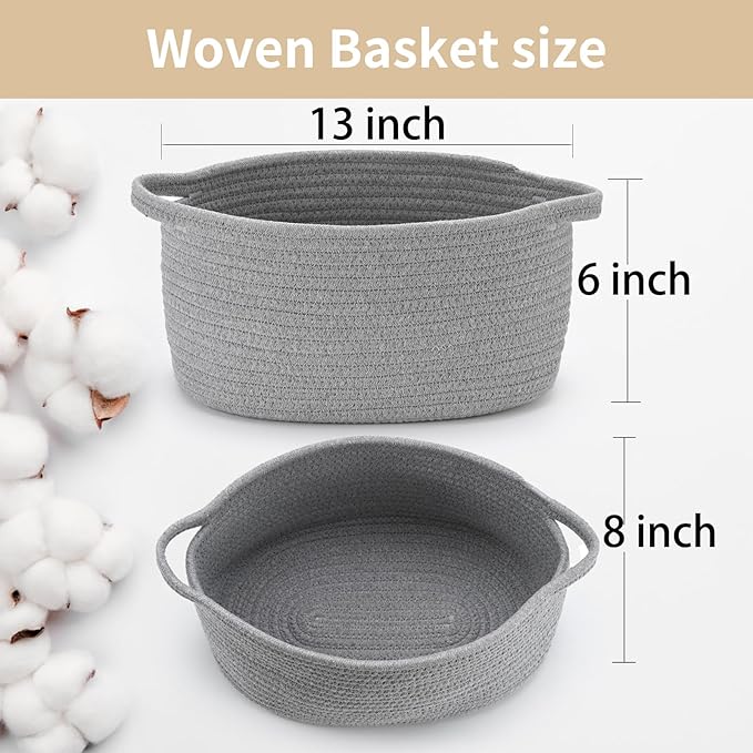 Happyiren Cute Woven Storage Basket with Handle, Baskets for Gifts Empty, Gift Baskets for Valentines Day Birthday Baby Shower Raffle Burr Fundraiser, Decorative Organizer Box for Baby Toy Pet