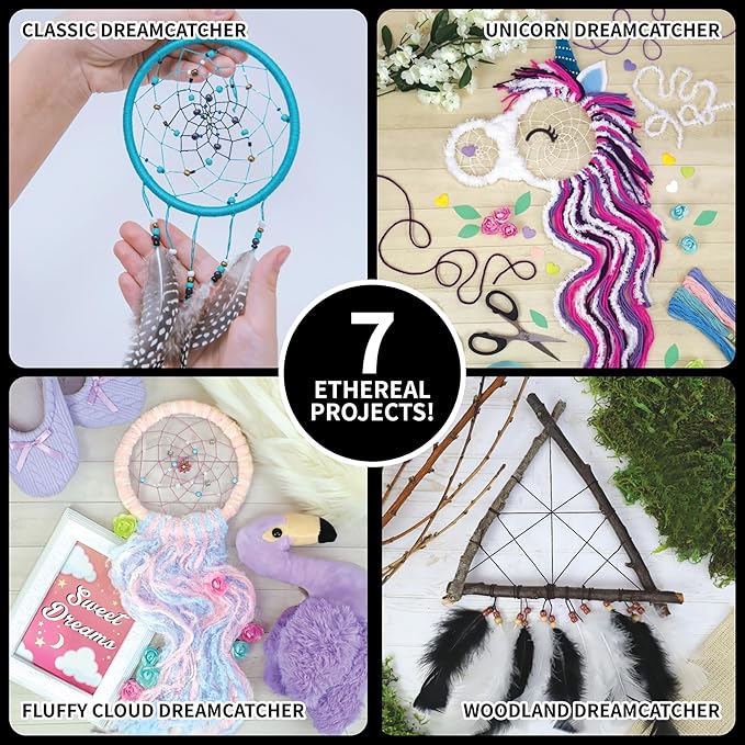 SpiceBox Children's Activity Kits for Kids Dreamcatcher Creations, 7 Ethereal Projects, Craft Kit for Kids