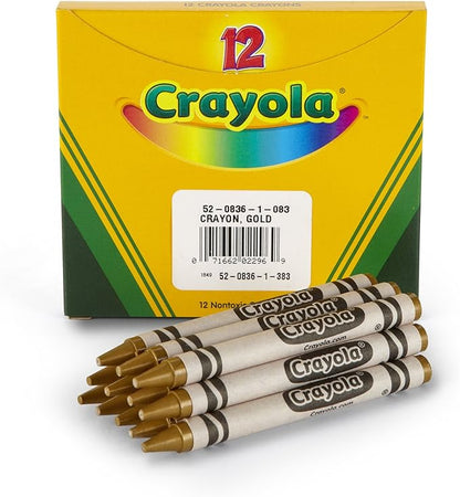 Crayola Crayons, Gold, Single Color Crayon Refill, 12 Count Bulk Crayons, School Supplies