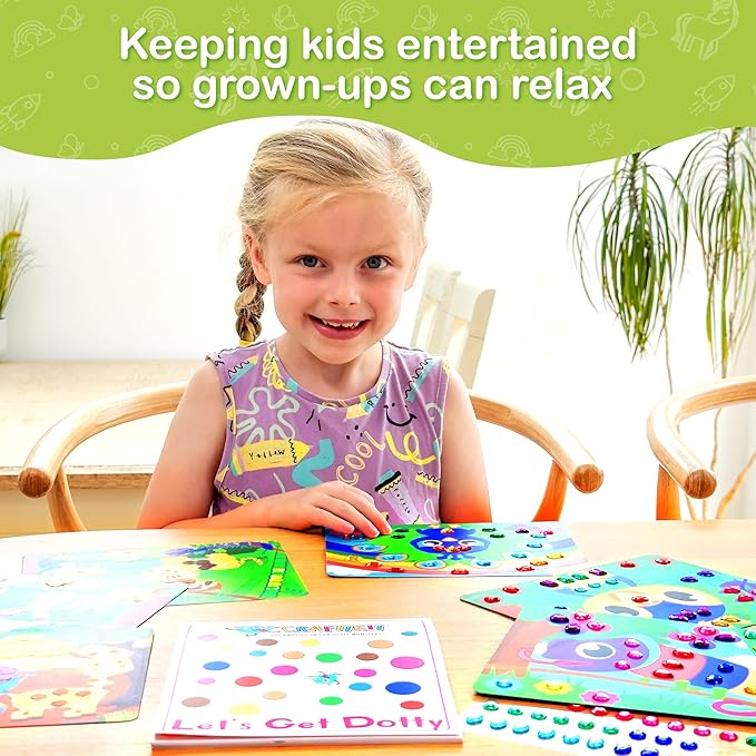 Craftikit® 10 Dot Art & Gem Art Animal Crafts for Kids Ages 3-8 - Kids Gem Painting & Dot It Sticker Art - Arts and Crafts for Kids Ages 4-8