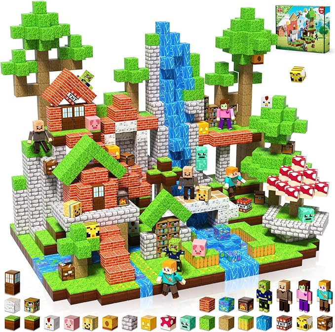 Magnetic Blocks - 164PCS Magnetic Building Blocks Cubes, Magnet Toys for Kids Age 3+, Toy Building Set for Kids, Magnets Stacking Construction Toys Easter Birthday Gifts for Boys Girls Age 4-8, 8-12
