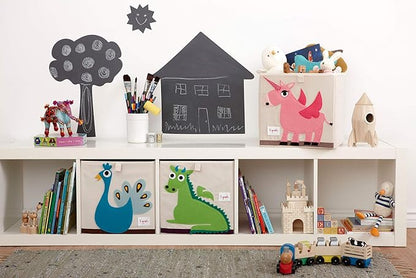 3 Sprouts Toy Storage Organizer: Toy Box Cube Organizer for Playroom, Nursery - Foldable Storage Bin - Peacock
