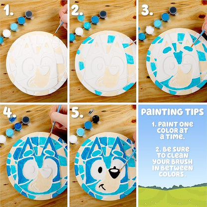 Bluey Paint Your Own Stepping Stone, Design 7 DIY Stone Art, Fun Kit for Kids, Less Mess Paintable Stones Art Set, Great Summer Activity Kids Ages 8, 9, 10, 11