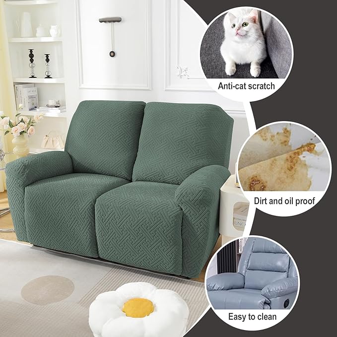 NORTHERN BROTHERS Recliner Chair Covers, Loveseat Chair Covers, Covers for Reclining Chairs, Recliner Couch Cover 2 Seat, Light Green