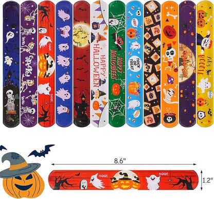 Halloween Slap Bracelets for Kids Halloween Party Favors Friendship Bracelets Bulk for Halloween Party Supplies Snap Bracelet Gifts Classroom Prizes Exchanging Gifts (36)