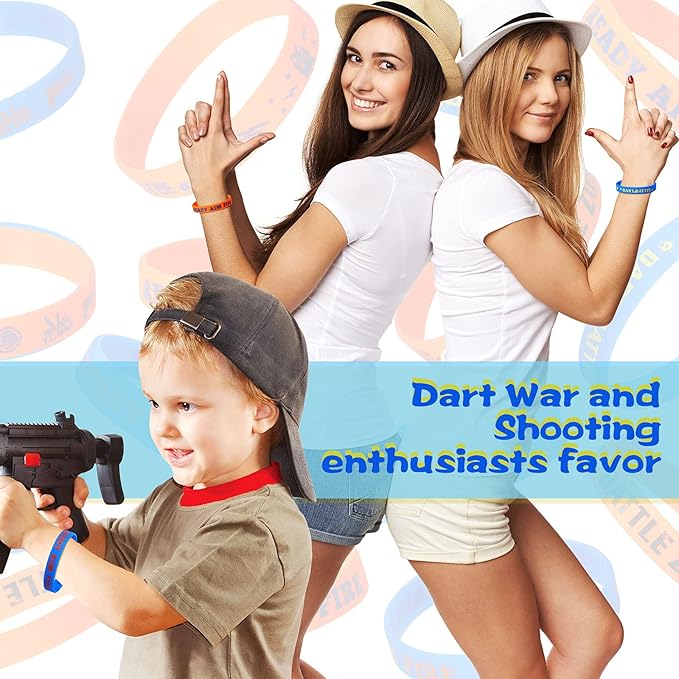 36 pcs Dart Battle Party Favor Dart Gun Themed Birthday Party Silicone Rubber Bracelet Wristbands Wars Gun Birthday Party Favor