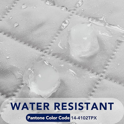 PureFit Reversible Quilted Sofa Cover, Water Resistant Slipcover Furniture Protector, Washable Couch Cover with Non Slip and Elastic Straps for Kids, Dogs, Pets (Loveseat, Light Gray/Light Gray)