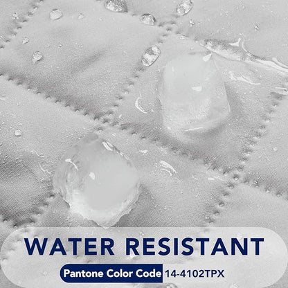 PureFit Reversible Quilted Sofa Cover, Water Resistant Slipcover Furniture Protector, Washable Couch Cover with Non Slip and Elastic Straps for Kids, Dogs, Pets (Sofa, Light Gray/Light Gray)