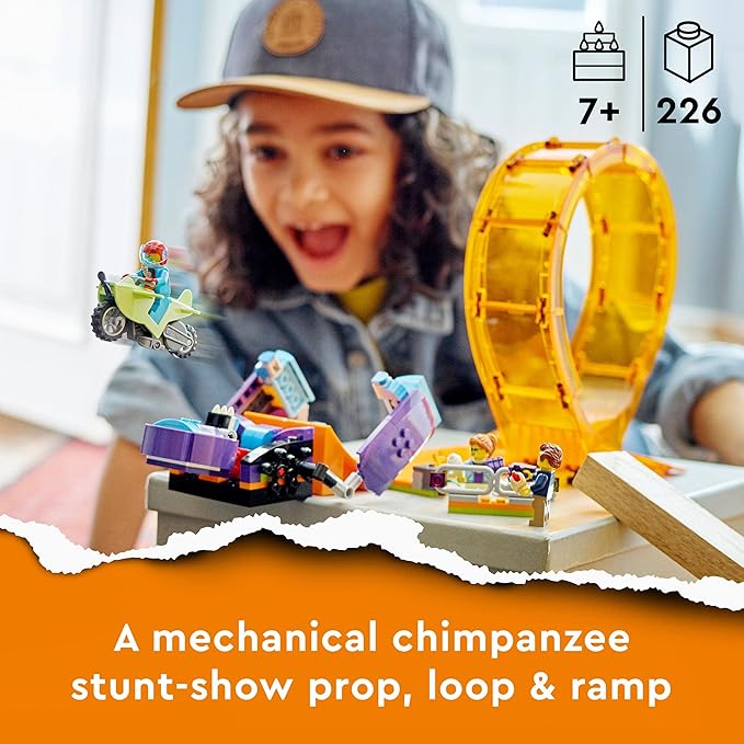 Lego City Stuntz Smashing Chimpanzee Stunt Loop 60338 Building Toy Set for Boys, Girls, and Kids Ages 7+ (226 Pieces)