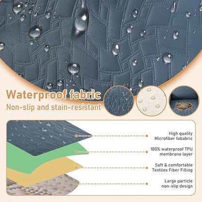 100% Waterproof Recliner Chair Covers for Reclining Chair, Small Recliner Covers That Stay in Place, Non-Slip Recliner Armchair Cover with Pockets for Kids, Pets, Dogs, Cat, Washable,Gray blue