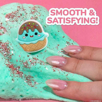 Original Squishmallows Maya the Ice Cream Premium Cloud Slime, Chocolate-Scented, 8 oz., Storage Container with Figurine Topper, Rubber Charm, Goodie Bags Stuffers, Kids Party Favors, Sensory Toys