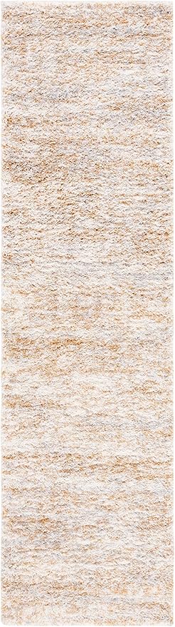 SAFAVIEH Berber Shag Collection Runner Rug - 2'3" x 8', Ivory & Light Gold, Non-Shedding & Easy Care, 1.2-inch Thick Ideal for High Traffic Areas in Living Room, Bedroom (BER563D)
