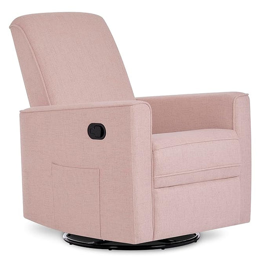 Evolur Raleigh Glider in Rose, Upholstered Plush Seating 360° Swivel Glider Rocking Chair, FSC Certified, Greenguard Gold & JPMA Certified Nursery Glider Recliner