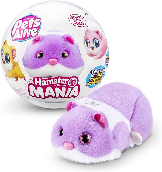 Pets Alive Hamstermania (Purple) by ZURU Hamster, Electronic Pet, 20+ Sounds Interactive, Hamster Ball Toy for Girls and Children