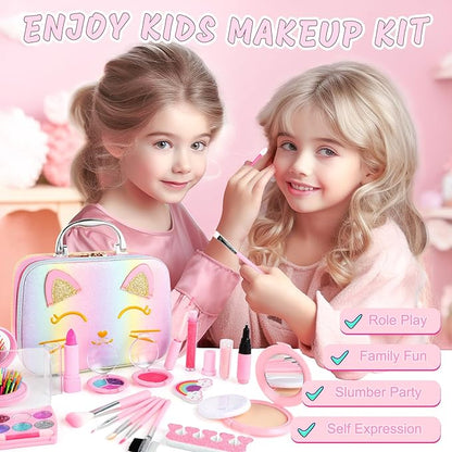 Kids Makeup Kit for Girls Toys, Kids Makeup Sets for Girls 5-8, Washable Real Makeup Kits for Little Girl Birthday Gifts Toys for 3 4 5 6 7 8 9 10 11 12 Year Old Girls