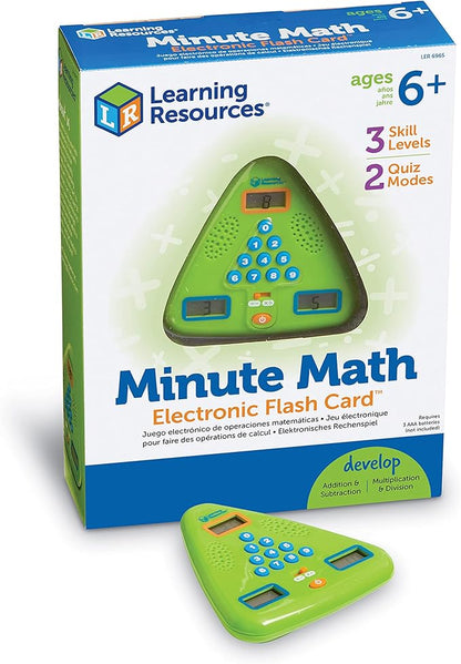 Learning Resources Minute Math Electronic Flash Card, Homeschool, Early Algebra Skills, 3 Difficulty Levels, Ages 6+