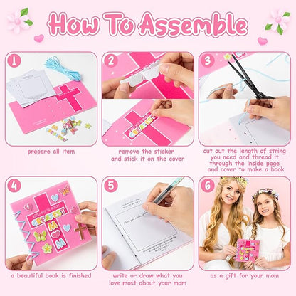 COcnny Mothers Day Crafts Kit - 16 Set Religious Mother’s Day Art Craft for Kids, DIY Diary Book Include 96pcs Pages, Make Your Own Cross Crafting for Mom Gift, Classroom Home Sunday School Activities